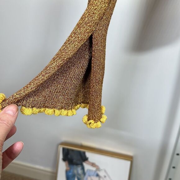 TOPSHOP Women's Ribbed Mock Neck Long Sleeve Sweater Mustard Gold Size 8 - Picture 5 of 8